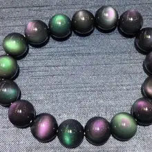 > хороший 12 мм 14 мм натуральный обсидиан Мексиканская Радуга камень Хрустальный Браслет