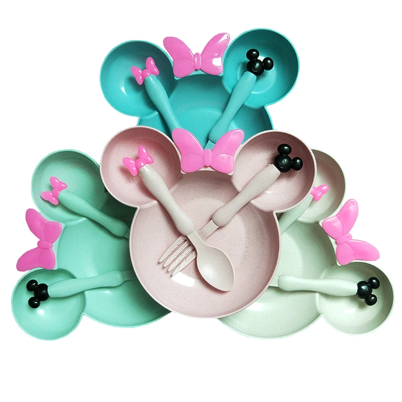 wheat straw bowl children cartoon tableware set baby dinner plate baby training Bowl spoon fork for kids without box wheat straw bowl children cartoon tableware set baby dinner plate baby training Bowl spoon fork for kids without box