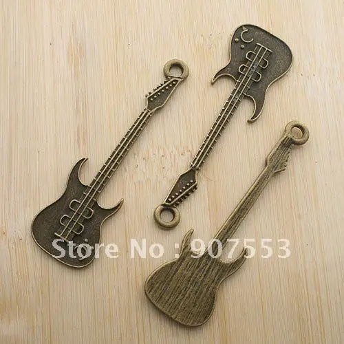 4pcs Antique Bronze Guitar /Bass Charm Drop Pendant G207in Charms from