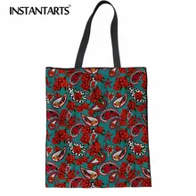 INSTANTARTS модная сумка-тоут для покупок, женская сумка с 3D принтом сахарного черепа, красная многоразовая сумка для утилизации, Холщовая Сумка, фирменный дизайн, Льняная сумка