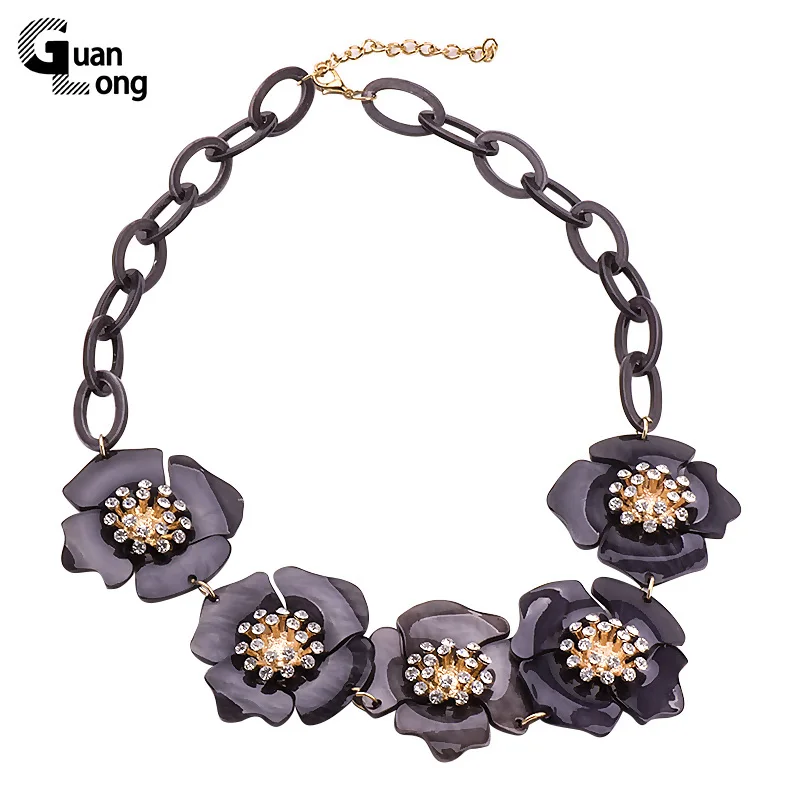 

GuanLong Fashion Elegant Resin Acrylic Flower Necklaces &Pendants For Drop Shipping Wholesale 6 Colors Available