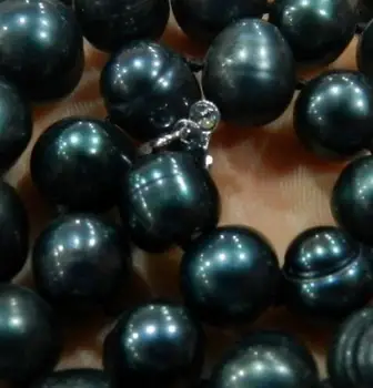 

GENUINE 9-10MM BLACK NATURAL TAHITIAN PEARL NECKLACE