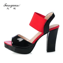 Fanyuan Women Block Heels Shoes Summer 2018 Elegant Mixed Gladiator Shoes Woman Sandals Open Toe Ladies Platform Sandals Big 46 цена Fanyuan Women Block Heels Shoes Summer 2018 Elegant Mixed Gladiator Shoes Woman Sandals Open Toe Ladies Platform Sandals Big 46 цены онлайн