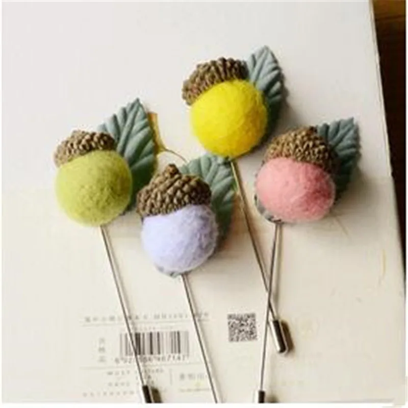 

Handmade Korea Cute Wool Hazelnut Brooches Pins Badges Fashion Jewelry For Young Girls Woman Accessories-NSGWBH016F