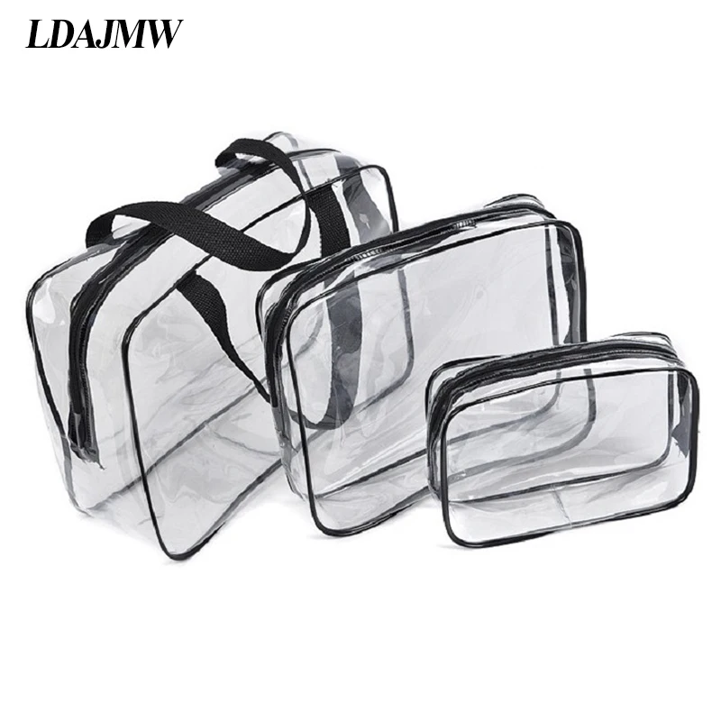 

LDAJMW 3pcs/set High Quality Waterproof PVC Cosmetics Makeup Storage Bags Toiletries Underwear Bra Organizers for Travel Handbag
