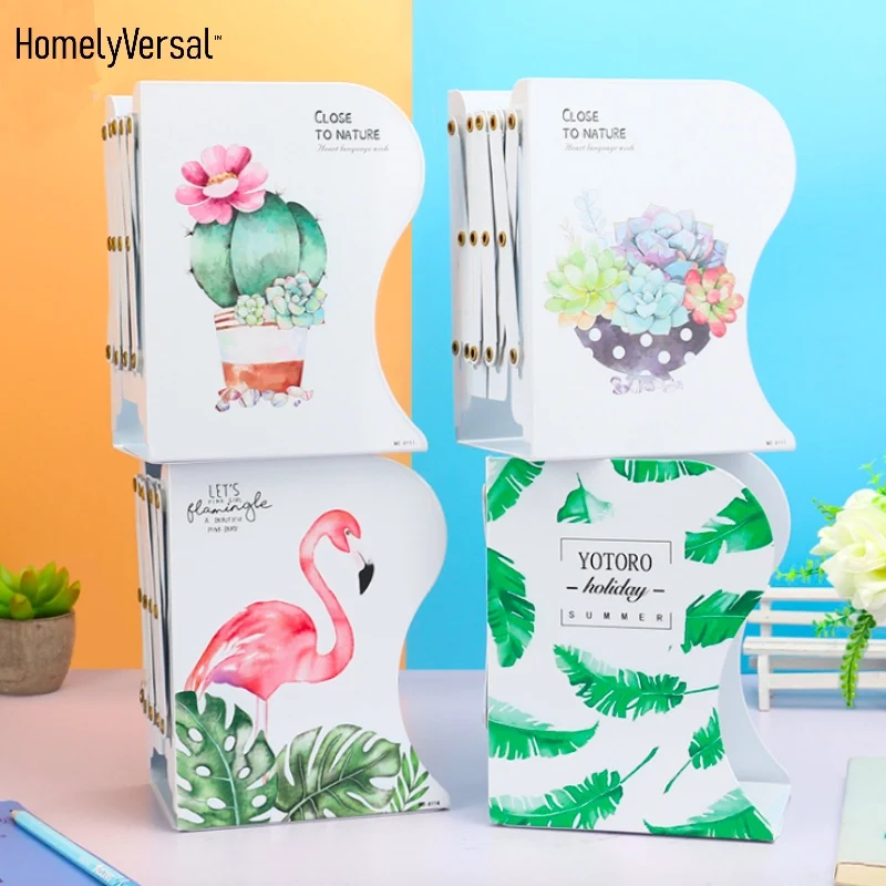 

Kawaii Cartoon Metal Bookend NoteBook Standing Stretching Adjustable Book Stand Book holder Organizer Office Home Decoration