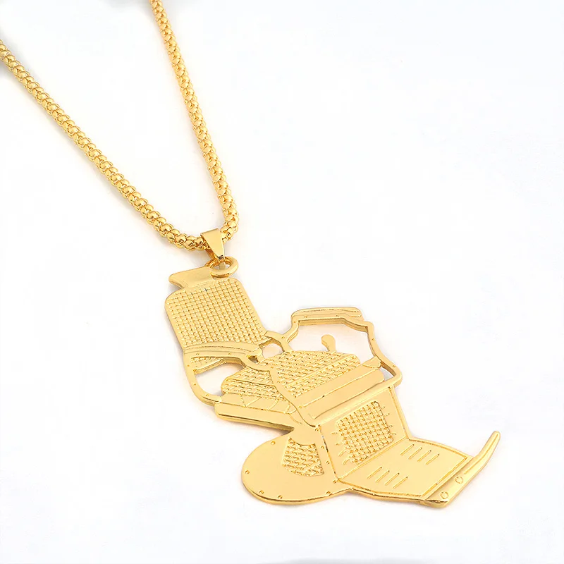 

Fashion Gold Barber Shop Seat Razor Necklace Pendant Jewelry Long Chain hip hop Men Necklace