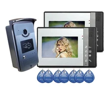Freeship de dhl villa Video de La Puerta Sistema de Intercomunicación Del Teléfono inteligente 5 Keyfobs RFID Timbre Cámara 1 cámara y 2 Monitor de vídeo cámara