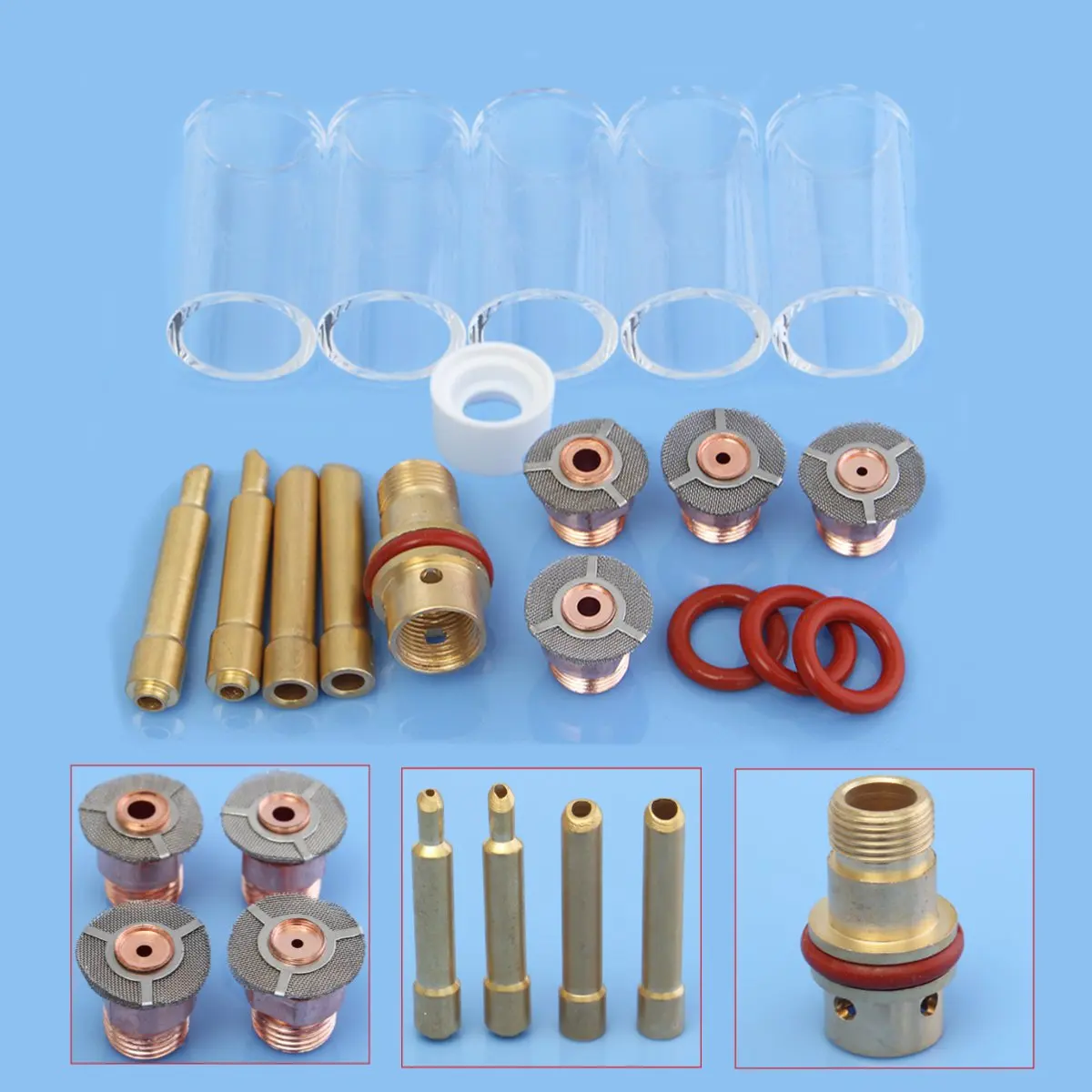 

1Set 18Pcs TIG Welding Torch Collet Body Pyrex Cup Accessories for WP-17/18/26 Series Welding Machine