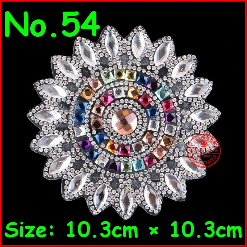 

3 pcs/Lot Shiny Sun Flower hot fix rhinestone, heat transfer design iron on motifs,rhinestone applique for garment Accessories