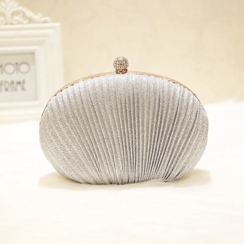 

Women Clutch Evening Bags Silver Sparkly Ladies Party Clutch Purse Long Chain Wedding Bridal Clutch Bag 2 Colors