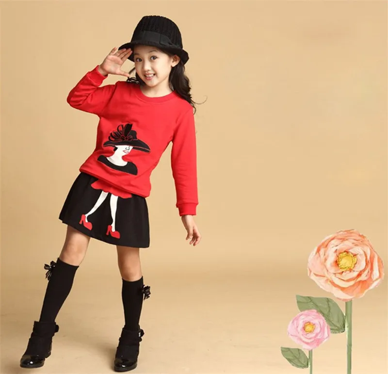 2018 Autumn Baby Girls Clothing Set Kids 2PCS Clothes Top Coat+Skirt Toddler Girls Long Sleeve Winter Outfit Christmas Costume