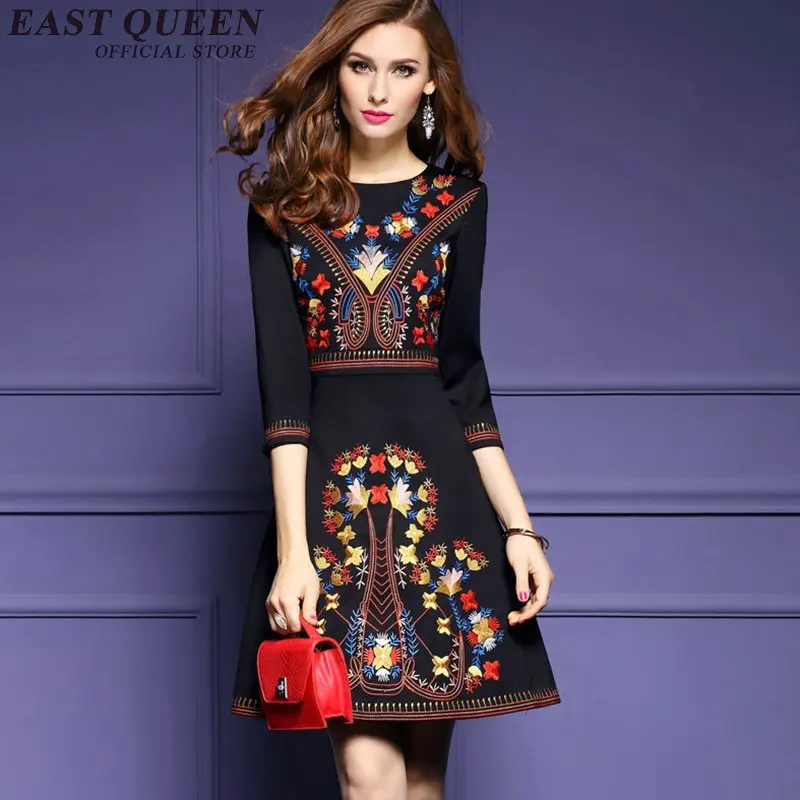 Мексиканское платье с вышивкой женское черное мексиканское платье хиппи бохо шикарные платья Женская туника бохо стиль платья NN0211 YW