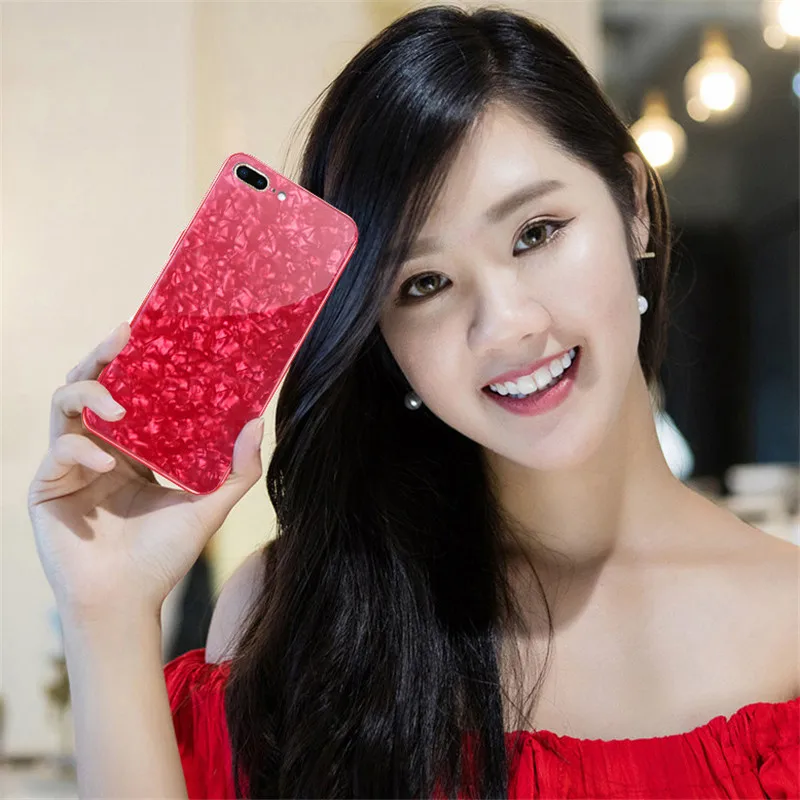 KINBOM для Iphone 6 6s 7 8 плюс Стекло чехол корпуса мобильного телефона мягкий из ТПУ +
