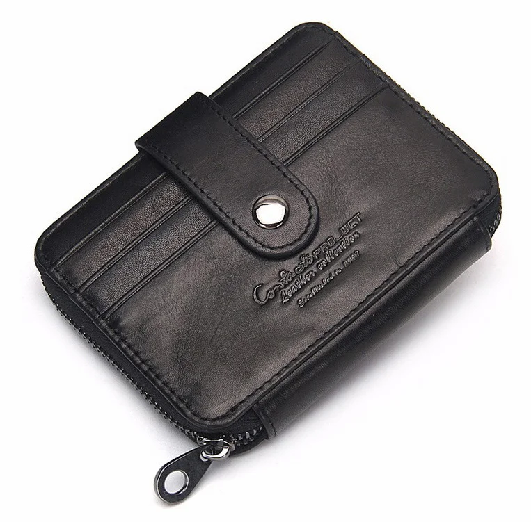 

Genuine Leather Coin Purse Small Wallet Men ID Credit Card Holder Protector Organizer