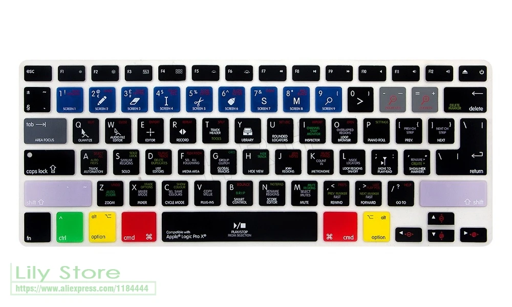 Функциональная силиконовая клавиатура Logic Pro X с горячим ключом чехол для