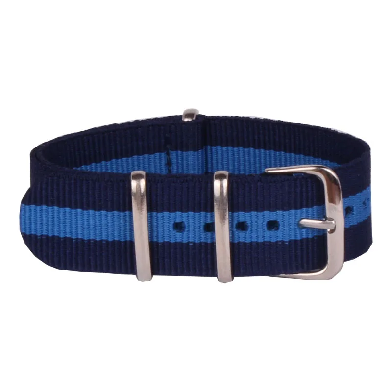 

20mm Watchbands Men Womens Navy Blue Army Military Sports Watch Fiber Woven Nylon Straps Wristwatch Bands Buckle 20 mm