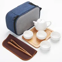 FullChea Set Chinese Travel Kung Fu Tea Set Ceramic Portable Teacup Porcelain Service Gaiwan Tea Cups Mug of Tea Ceremony Teapot