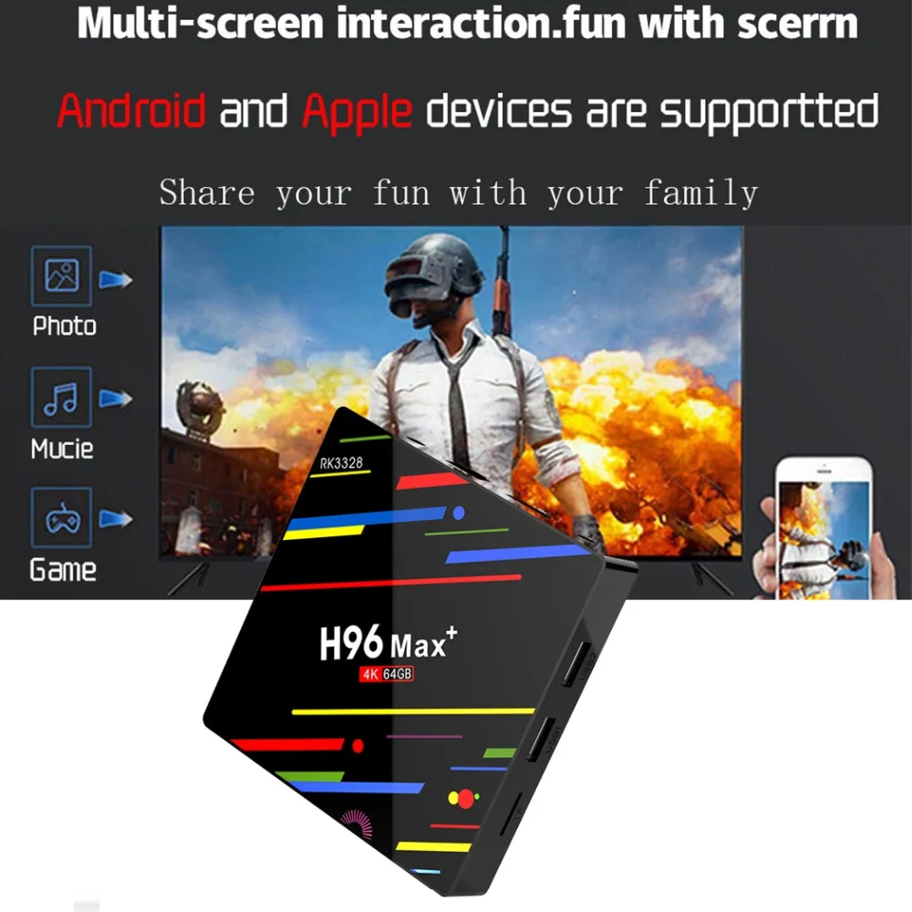 H96 Max Plus Android 8,1 ТВ Box Smart ТВ 4K IPTV Set-Top Box 4G Оперативная память/64G Встроенная память Media Player H.265 Wi-Fi 2,4G DDR3 видео декодер