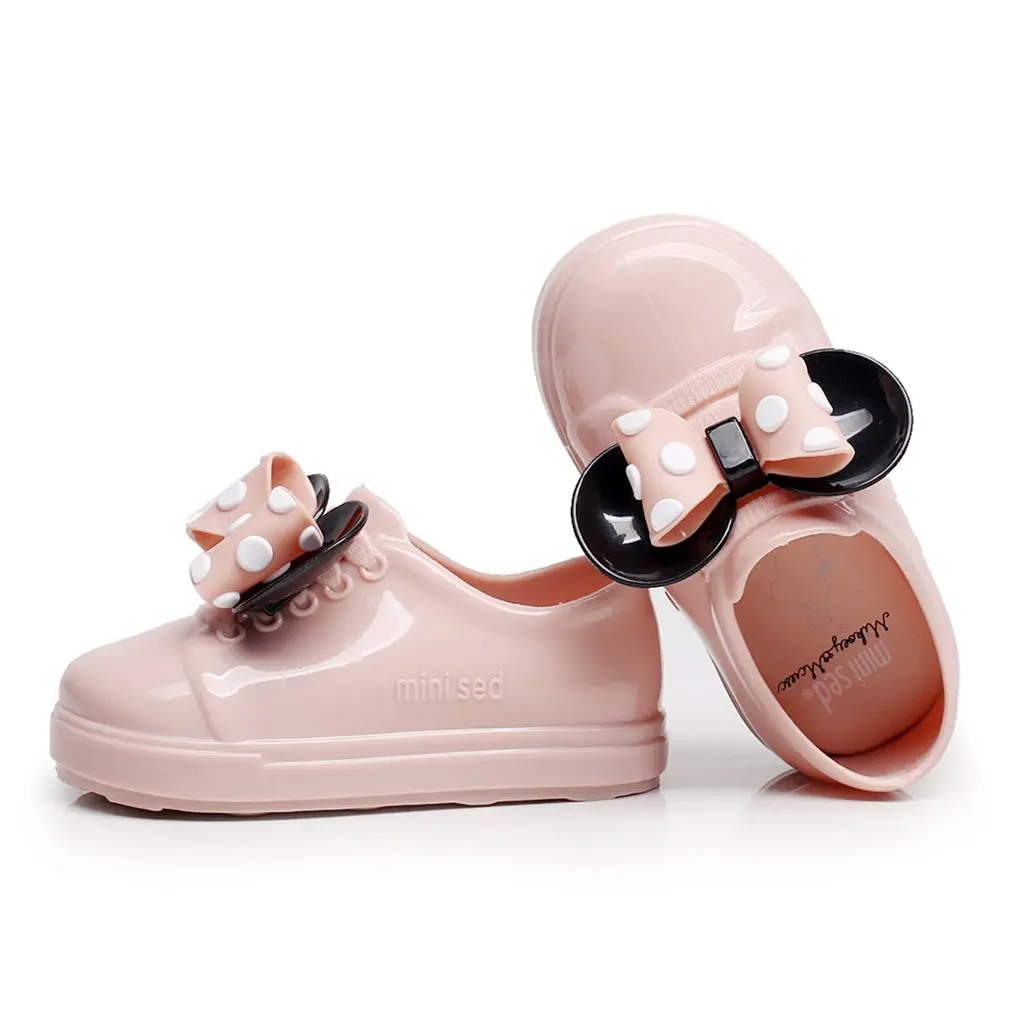 

Lovely Slip On Jelly Shoes Waterproof PVC Jelly Sandals with Bowknot Decor Unisex for Baby Boys & Girls