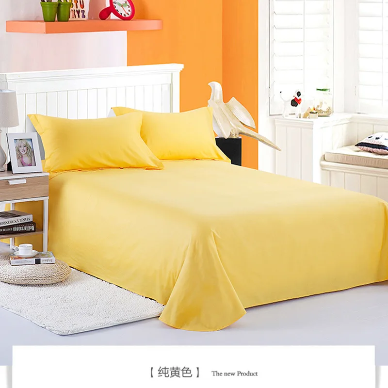 

1 Piece 100% Cotton Yellow Color Flat Sheet For Children Adults Single Double Bed Flat Bedsheets (No Pillowcase) XF632-3