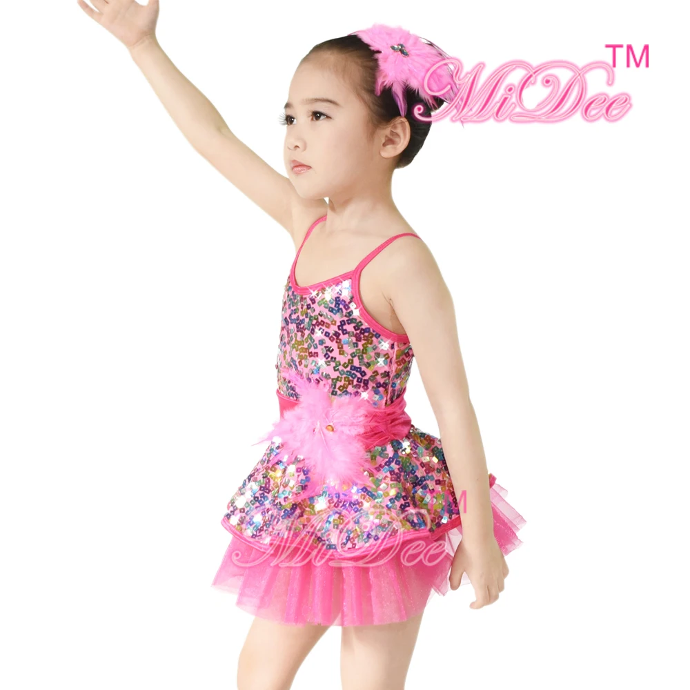MiDee квадратные блестки балетки танцевальный костюм для девочек этап конкурса танец наряд Платья для вечеринок для девочек