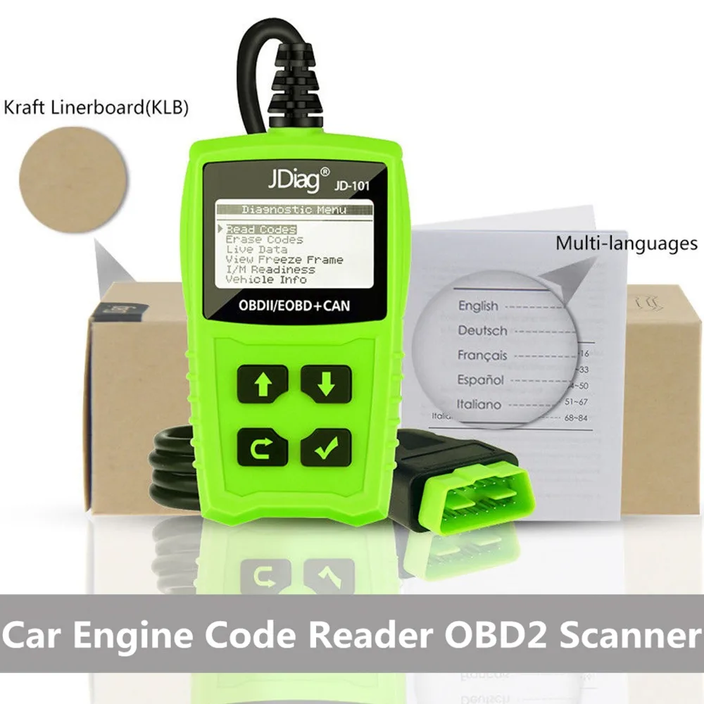 

JDiag OBD2 OBDII Code Reader Scan tools OBD 2 OBD II Code Scanner Car Diagnostic tool Auto Scanner PK AD310 NL100 OM123 Scanner