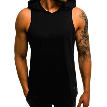 

2019 New Summer Men Hoodie Tank Tops Casual Vest Men's Slim Breathable Sleeveless Vest Homme Bodybuilding Hooded Undershirt