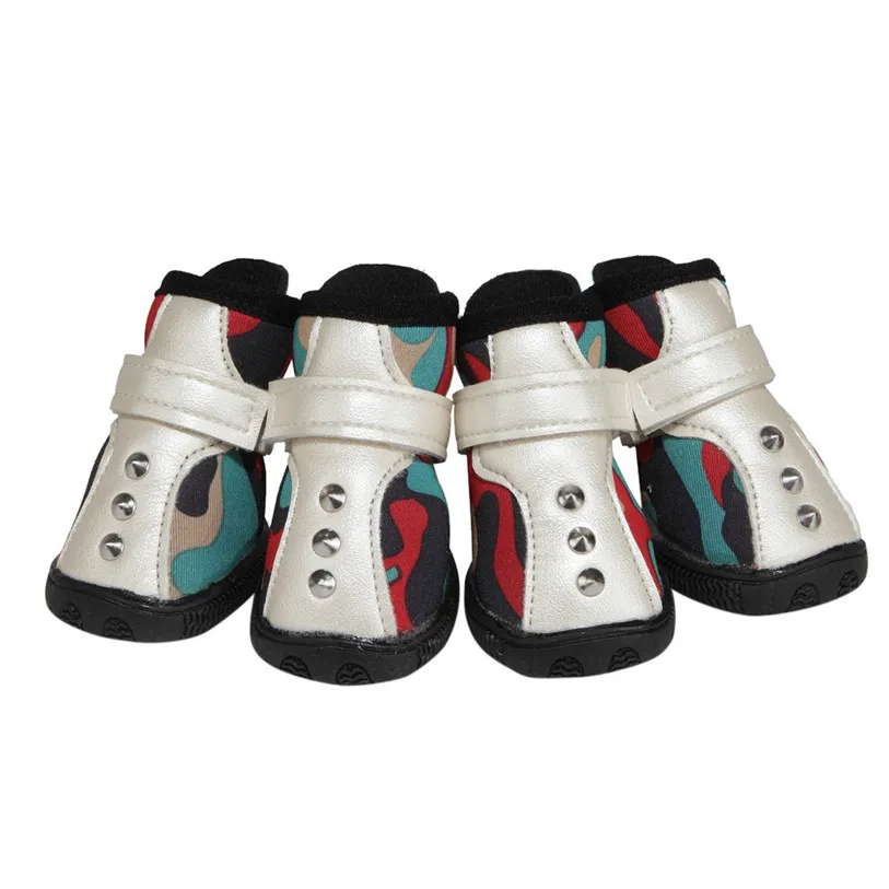 5-Size Winter Warm Cotton Shoes for Dogs 4PcsSet Camouflage Dog Boots Outdoor Snow Walking Puppy Sneakers Pet Supplies 40DC20 (8)