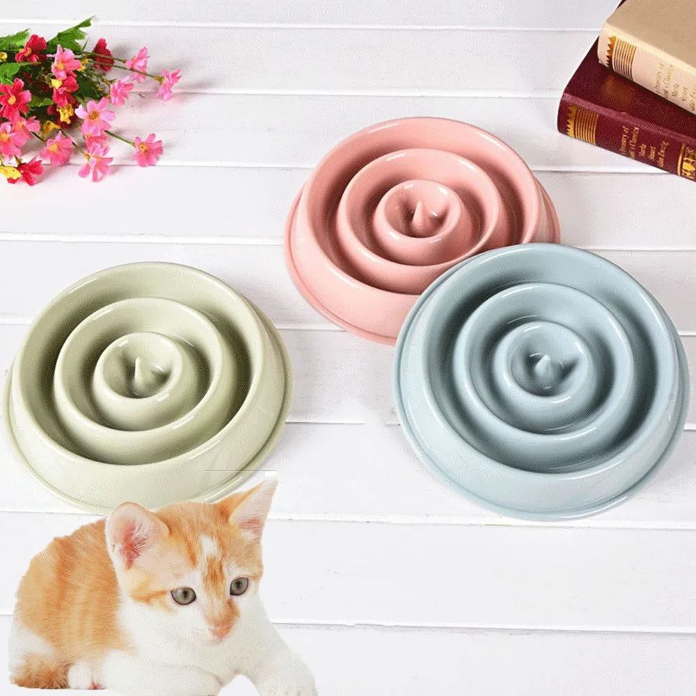 

New Pet Bowl Dog Cat Interactive Slow Food Feeder Healthy Anti-Gulping Feed Dish