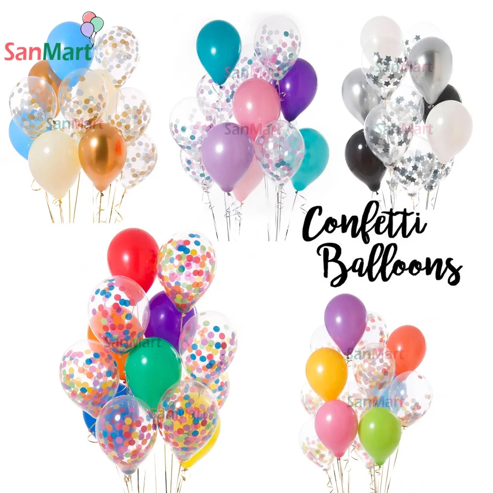 

12Pcs Party Confetti Balloon Chrome Blue Boy Bridal Paper Confetti Birthday Party Decor Girl Baby Shower Mermaid Tropical Ballon