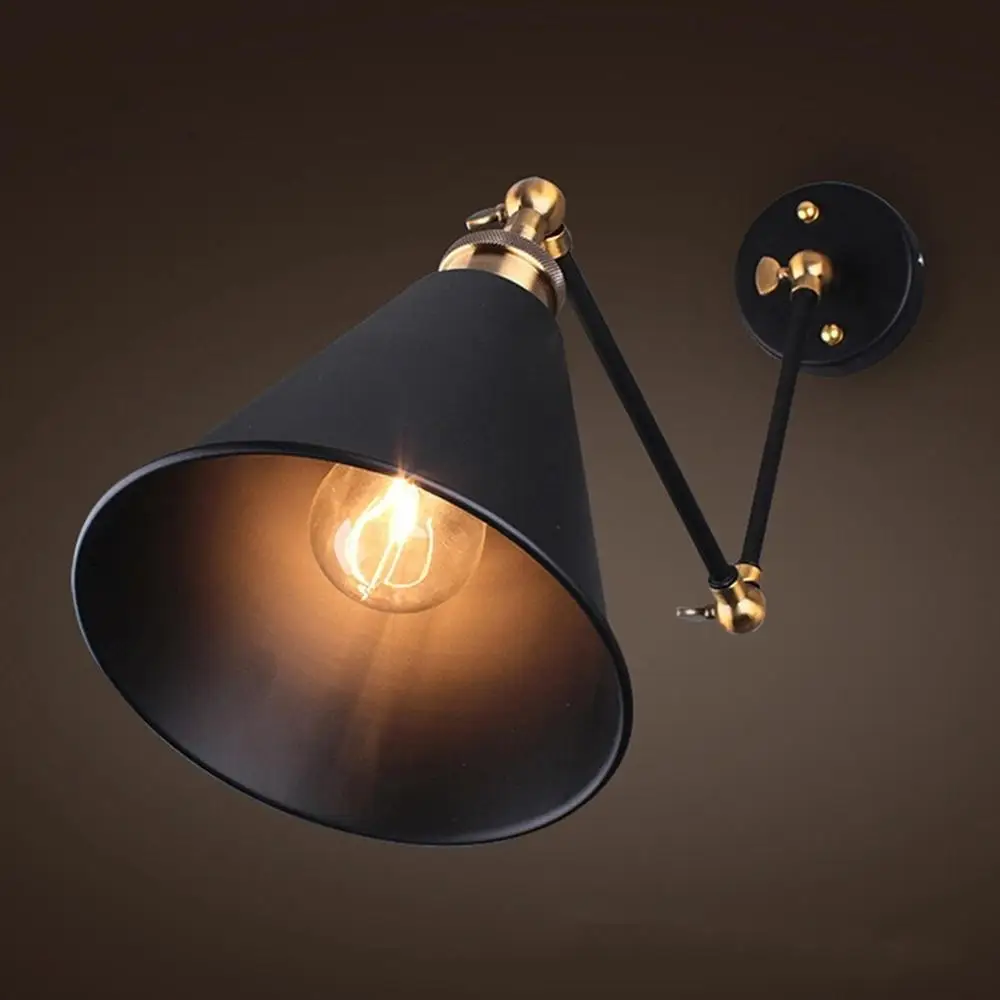 

Adjustable Angle Vintage Wall lamp Cover Retro Industrial Swing Arm Sconce Wall Light Loft Iron Lamp Fixture Fitting