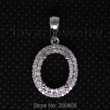 Винтажная овальная подвеска 7x9 мм, 18 К, белое золото, бриллиант, полукрепление, опт, ювелирные украшения для девочек WP025