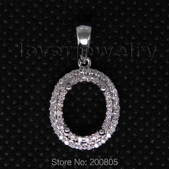 

Vintage Oval 7x9mm Solid 18Kt White Gold Diamond Semi Mount Pendant Wholesale Fine Jewelry for Girl WP025