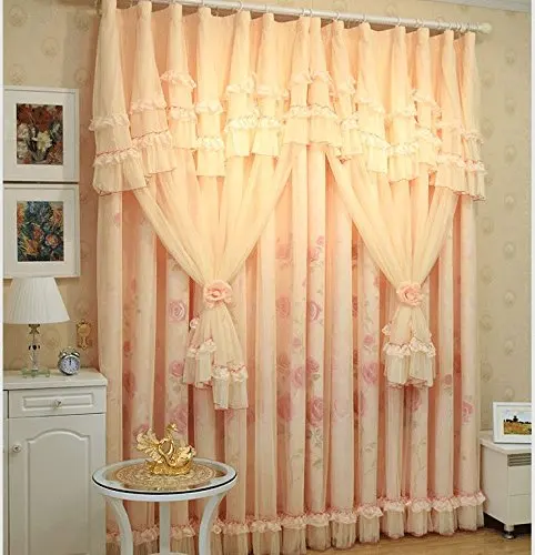 

Elegant Pink Rose Print Living Room Curtains, Romantic Wedding Ceiling Decorations, Modern Blackout Curtains For , 2Panels