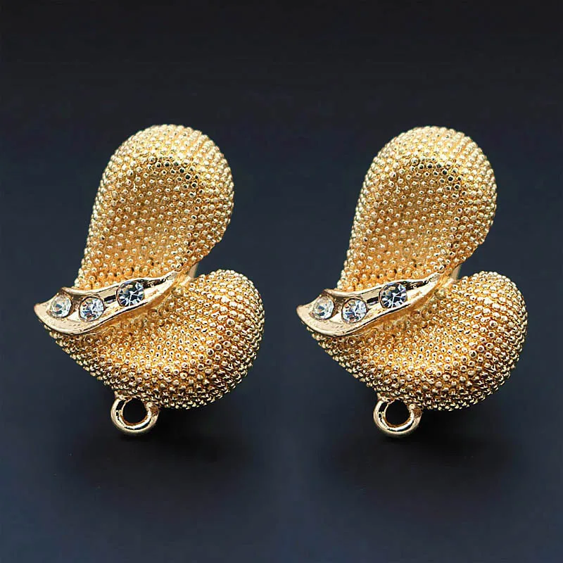 African Earrings Post Clip Back with Loop Hanger Connectors Heart Base Findings DIY Nigerian Women Wedding Jewelry Set Making | Украшения и