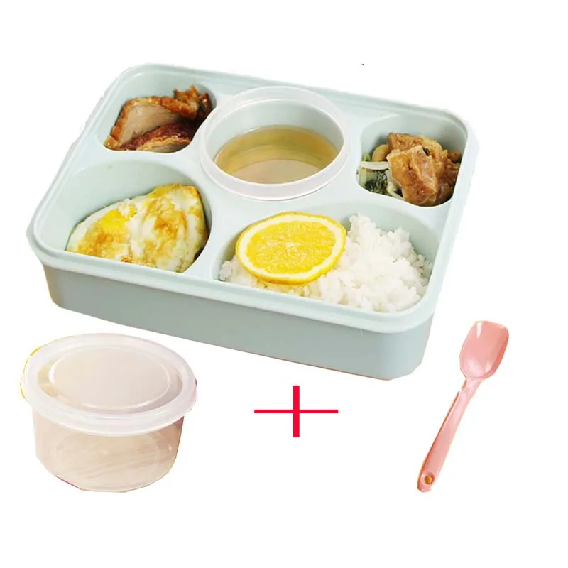 

4+1 Microwave Food Thermos Bento Lunch Bowl Dinnerware Children Microwave Food Container Storage Box for Baby Kids