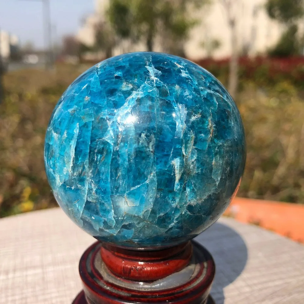 

305g Natural Blue Apatite Ball Sphere Quartz Crystal Mineral Healing