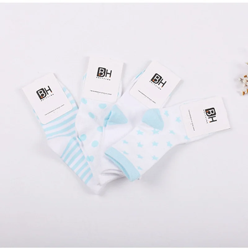 

4 Pairs/Bag 2016 New Fashion Simple Children Socks Cotton Sock Tiny Spots Pattern Skin Friendly Soft Baby Socks 4 Colors