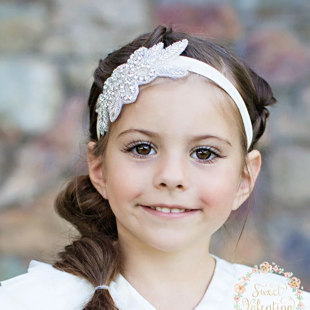 

New Flower Girl Rhinestone Headband for Hair Accessories kids Christening Baptism Headband girl Bling Headband 1pc