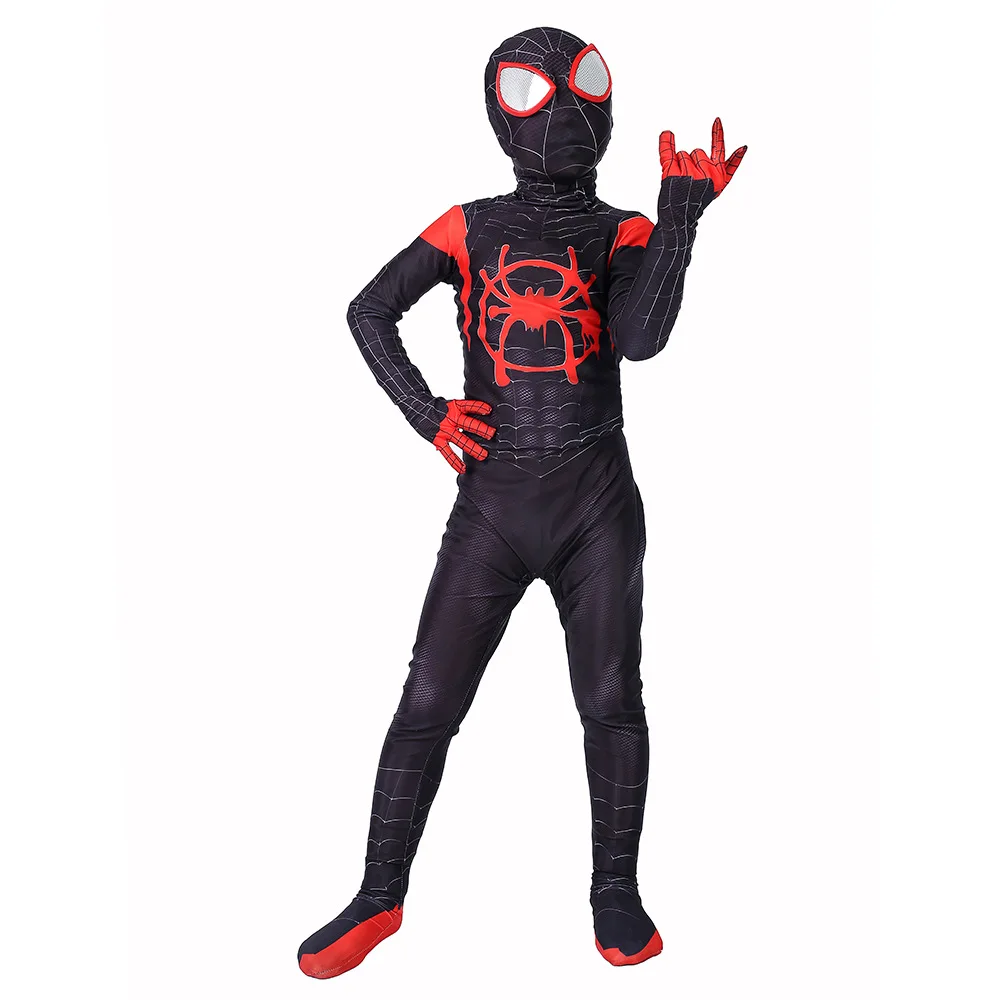 Children Spider Man Into The Spider Verse Miles Morales Cosplay Costume