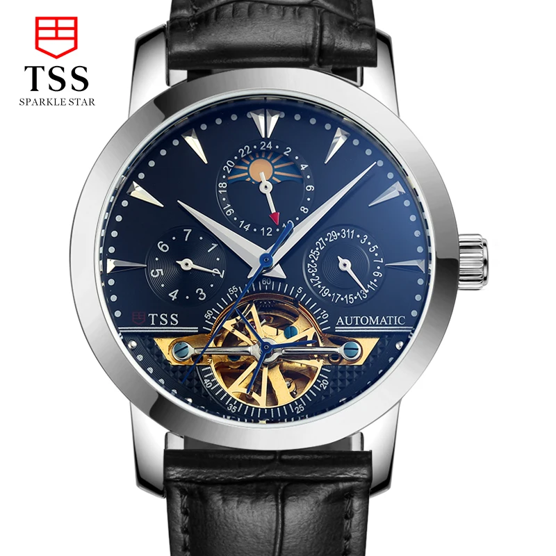 2016 Luxury tss Brand Six pin Men s Watch Automatic Mechanical Watch leather Waterproof Male Casual