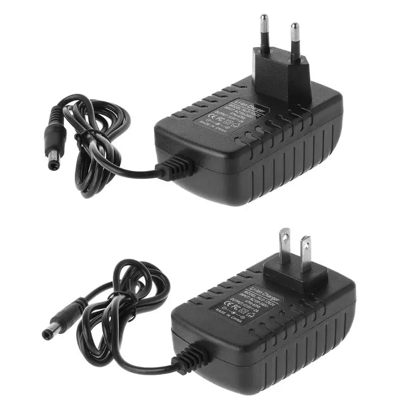 

DC 12.6V 2A 18650 Lithium Battery EU /US Plug Charger 5.5MM x 2.1MM Portable Charger Constant Current Voltage