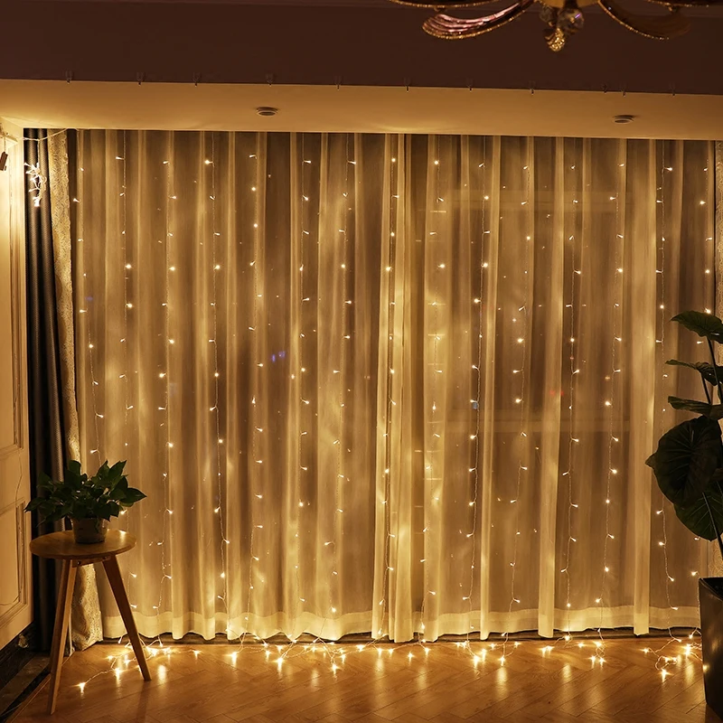 

3M x 3M LED Curtain Icicle String Lights Flash Fairy Garland For New Year Xmas Christmas Holiday Party Wedding Home Decoration