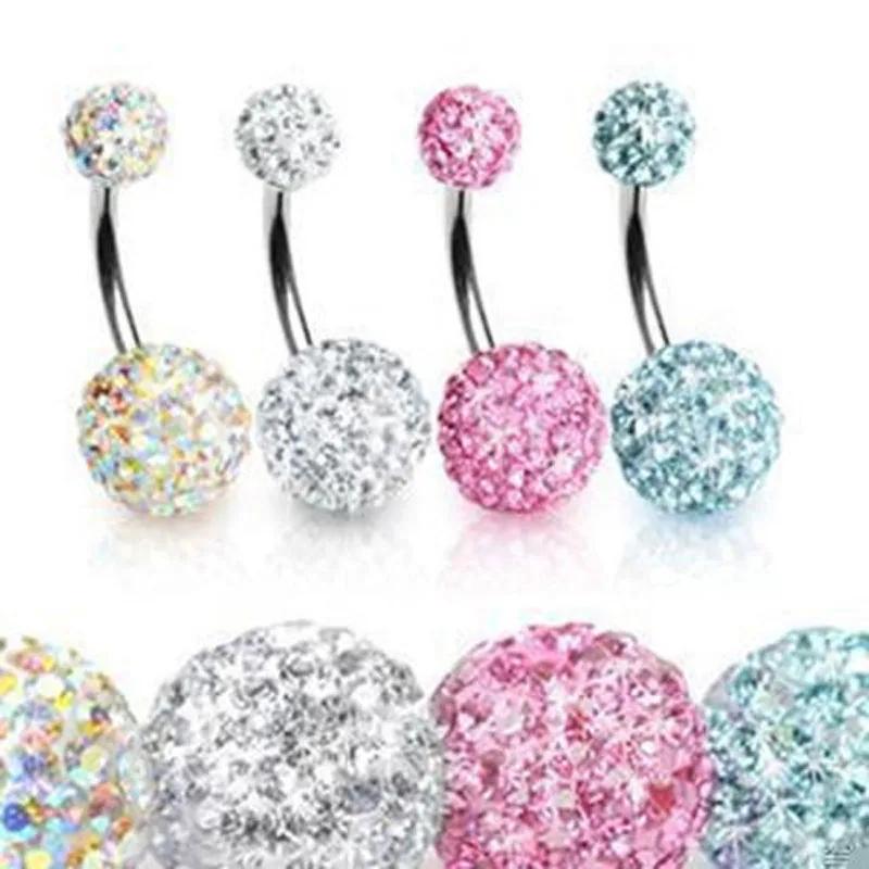 1pcs Crystal Disco Ball Ferido Belly Button Navel Ring Ferido Gem Ball