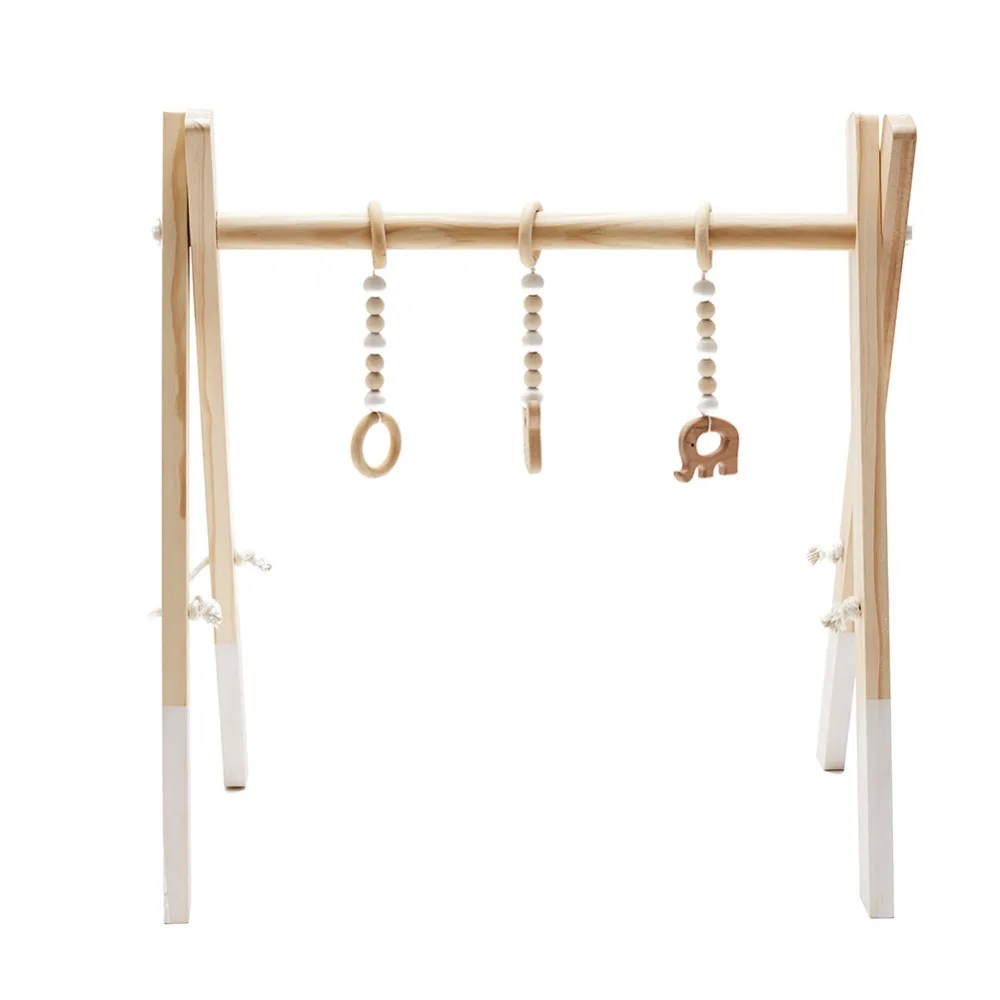 Скандинавский декор для детской комнаты деревянный игровой зал с тремя мобильными игрушками сосновая деревянная детская рамка игровой зал сенсорная Игрушка реквизит для фотосъемки