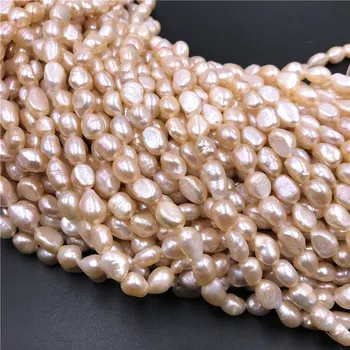 

AAA Baroque Pink Pearl 9-10mm Natural Freshwater Pearl Beads Big Hole Pearls for Necklace Bracelet Jewelry Making 15"\Strand