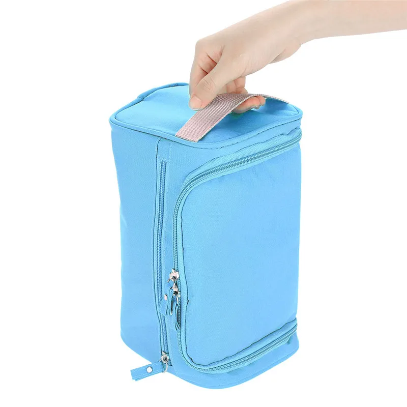 Макияж хранения Wash Bag Многофункциональный Водонепроницаемый правильный размер ткань Оксфорд Организатор дорожная сумка на молнии с наборы инструментов для макияжа - Цвет: Lake Blue