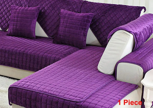 Плюшевый стекающийся современный кофейный чехол для дивана, комбинированный набор полотенец для дивана, 3D плед, нескользящий чехол для дивана, чехол для гостиной - Цвет: deep purple  1pcs