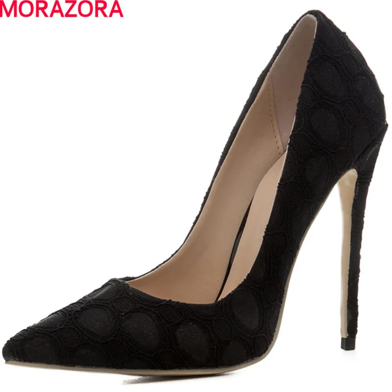 

MORAZORA new arrival party Net yarn fashion women pumps shoes Shallow mouth simple high heels single shoes big size 34-44